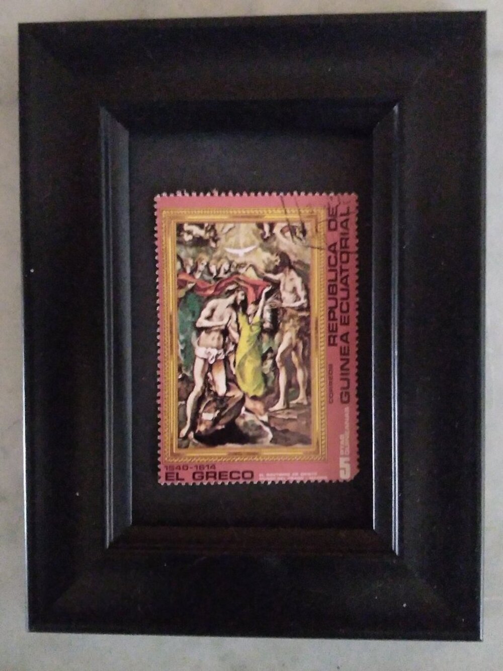 Framed Collectible International Postage Stamp - El Greco Painting